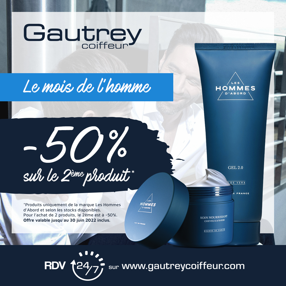 Le mois de l&rsquo;homme -50% sur le 2ème produit acheté